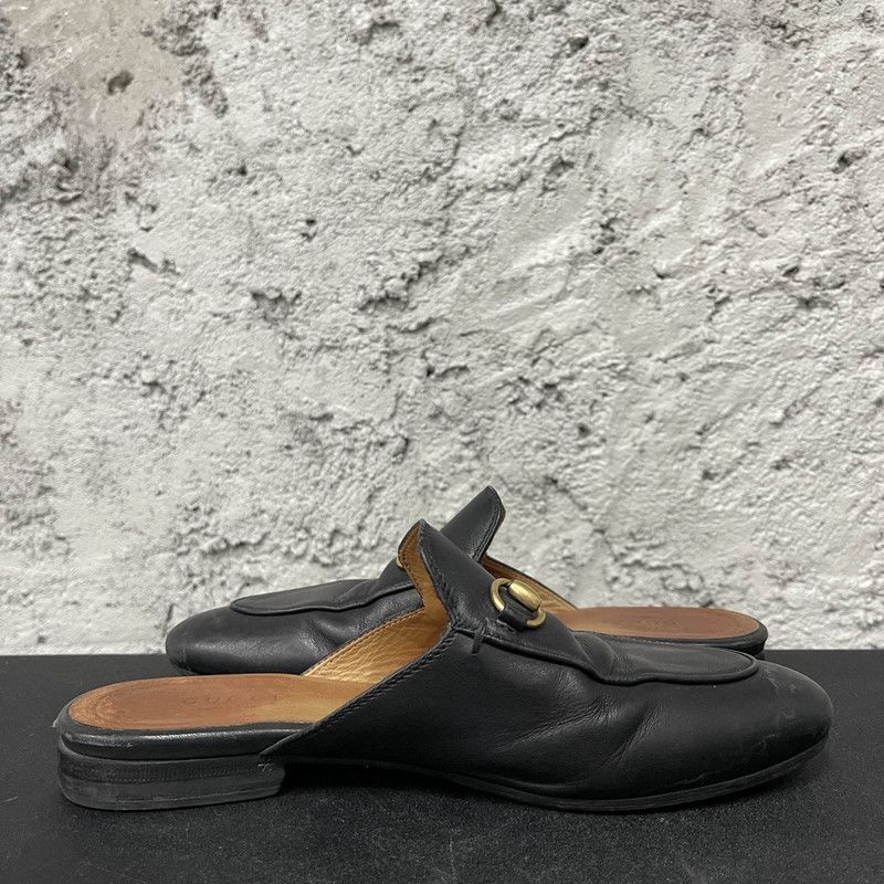 Gucci Gucci Princetown Black Leather Slide Sandals 0079 Size US 6 / IT 36 - 7 Thumbnail