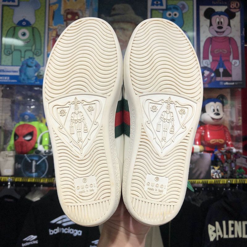 Gucci Gucci ACE Leather Sneakers with Red Green Stripe 0079 Size US 4.5 / IT 34.5 - 4 Thumbnail