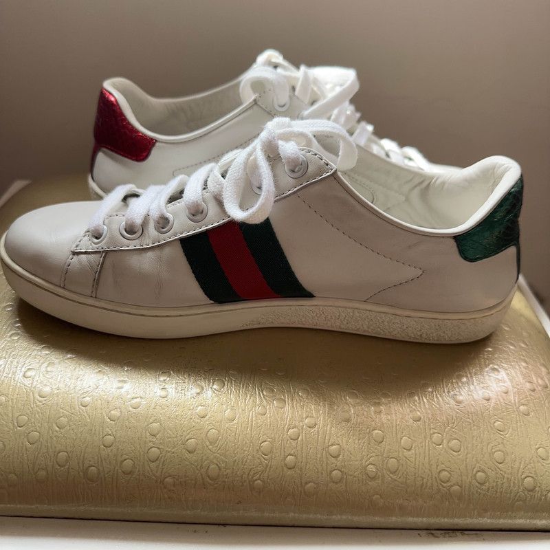 Gucci Ace White Leather Bee Low-Top Sneakers 0079