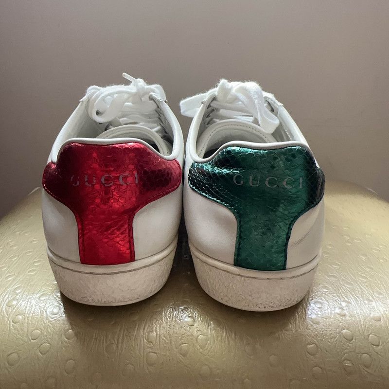 Gucci Ace White Leather Bee Low-Top Sneakers 0079