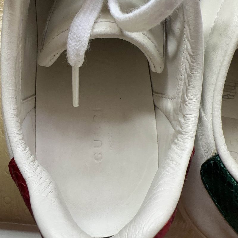 Gucci Ace White Leather Bee Low-Top Sneakers 0079