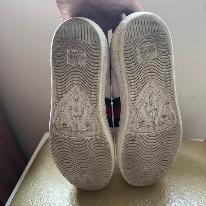 Gucci Ace White Leather Bee Low-Top Sneakers 0079
