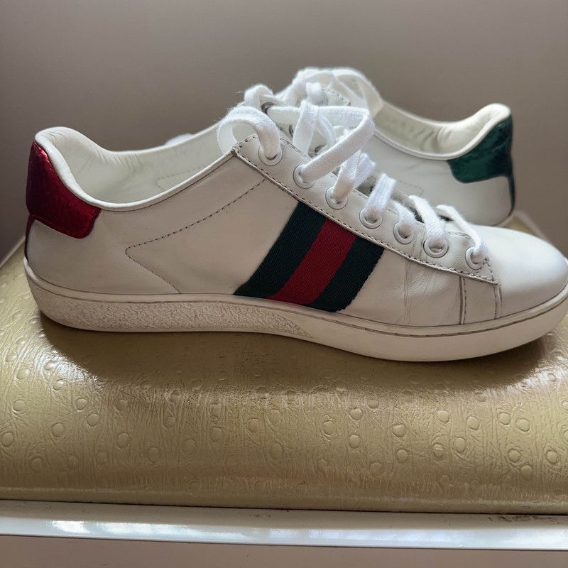 Gucci Ace White Leather Bee Low-Top Sneakers 0079