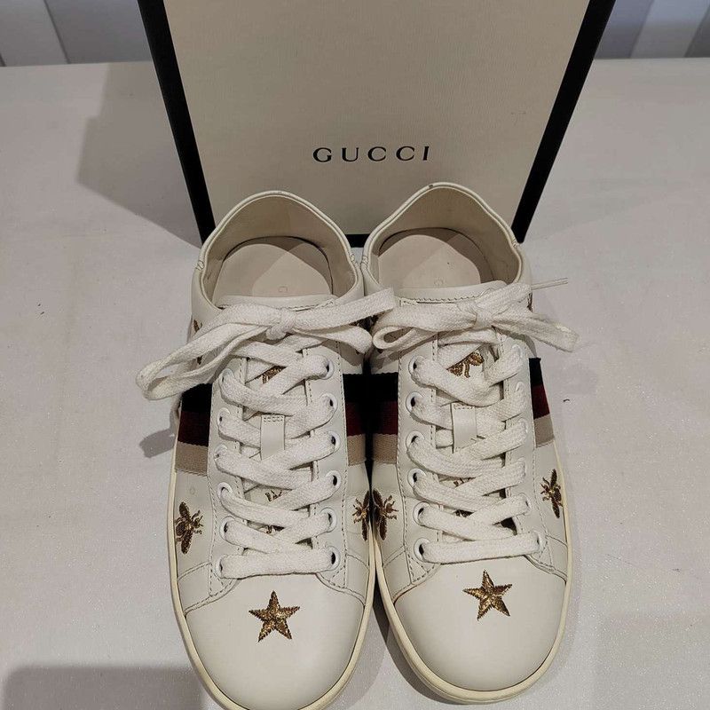 Gucci Gucci Ace Bee and Star Low-Top Sneakers 0079 Size US 5 / IT 35 - 2 Thumbnail