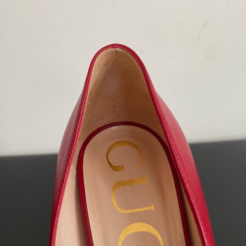 Gucci Gucci Red Leather High Heel Shoes for Women 0079 Size US 5 / IT 35 - 20 Thumbnail