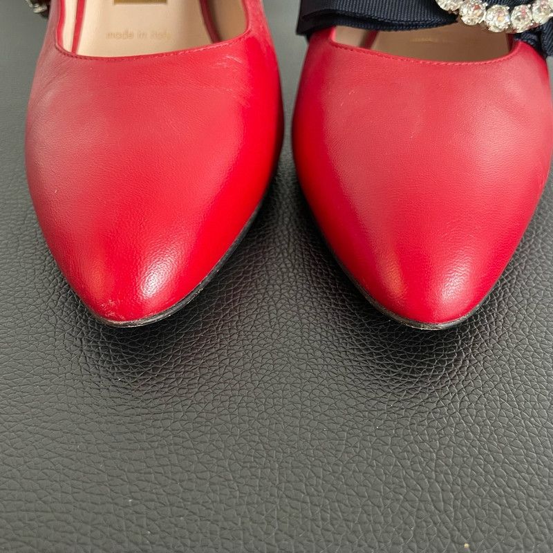 Gucci Gucci Red Leather High Heel Shoes for Women 0079 Size US 5 / IT 35 - 11 Thumbnail