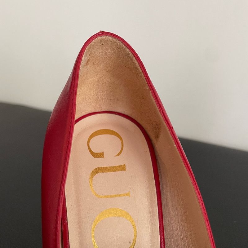 Gucci Gucci Red Leather High Heel Shoes for Women 0079 Size US 5 / IT 35 - 19 Thumbnail