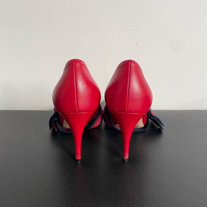 Gucci Gucci Red Leather High Heel Shoes for Women 0079 Size US 5 / IT 35 - 7 Thumbnail