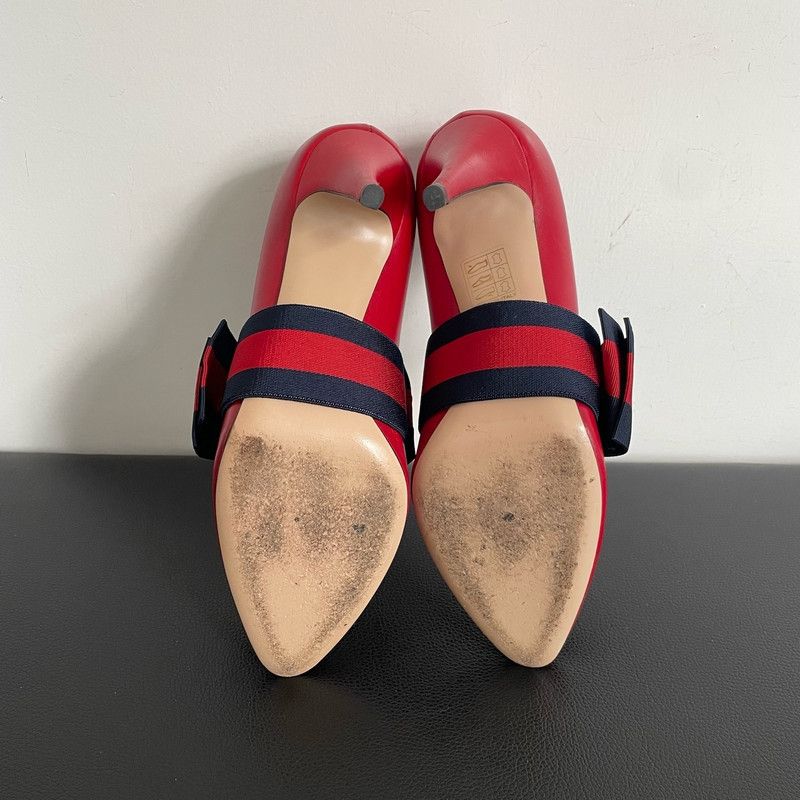 Gucci Gucci Red Leather High Heel Shoes for Women 0079 Size US 5 / IT 35 - 10 Thumbnail