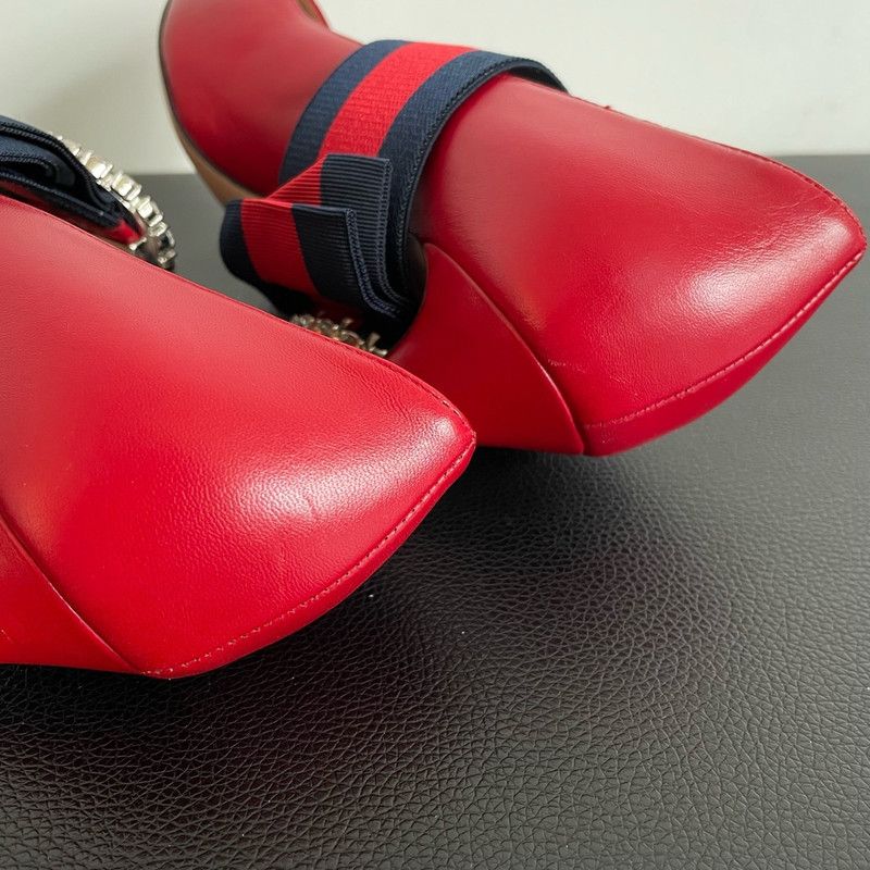 Gucci Gucci Red Leather High Heel Shoes for Women 0079 Size US 5 / IT 35 - 13 Thumbnail