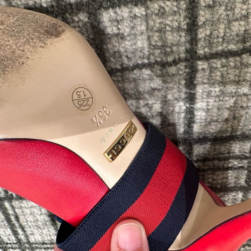 Gucci Gucci Red Leather High Heel Shoes for Women 0079 Size US 5 / IT 35 - 5 Thumbnail