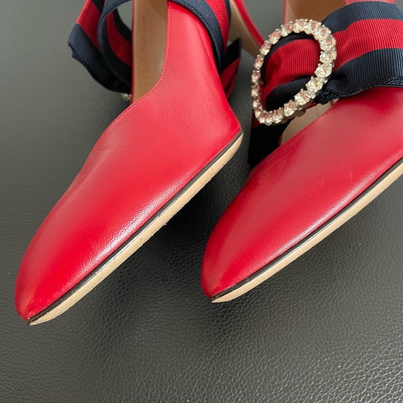 Gucci Gucci Red Leather High Heel Shoes for Women 0079 Size US 5 / IT 35 - 12 Thumbnail