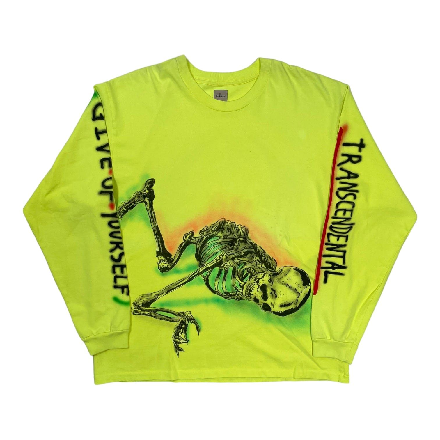 Yeezy Wes Lang Skeleton Long Sleeve Tee Shirt Neon Green