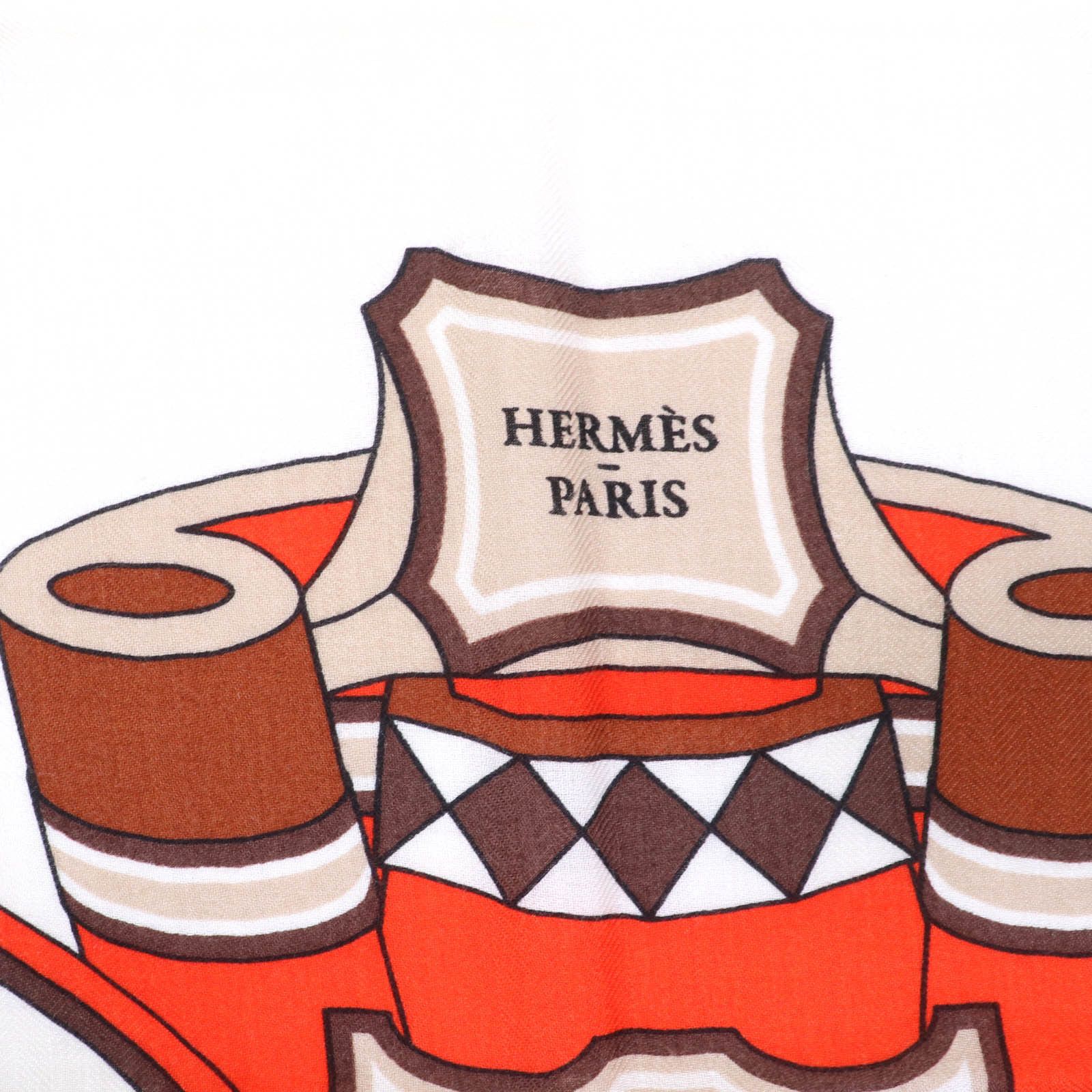 Hermes Hermes Hermes LES ROUES DE PHAETON Cashmere Scarf Natural Material Scarf DUTY FREE for USA Size ONE SIZE - 11 Thumbnail