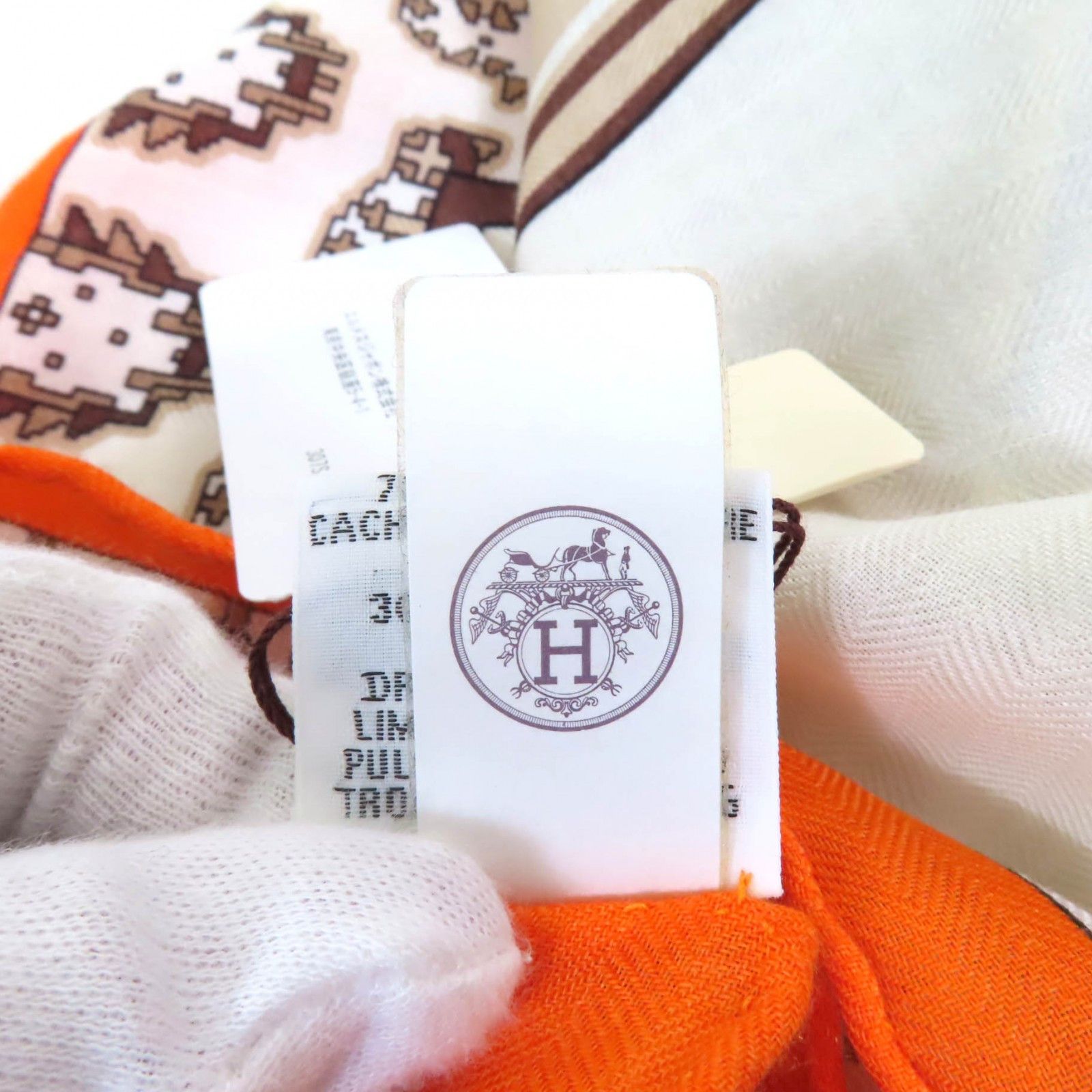 Hermes Hermes Hermes LES ROUES DE PHAETON Cashmere Scarf Natural Material Scarf DUTY FREE for USA Size ONE SIZE - 14 Thumbnail