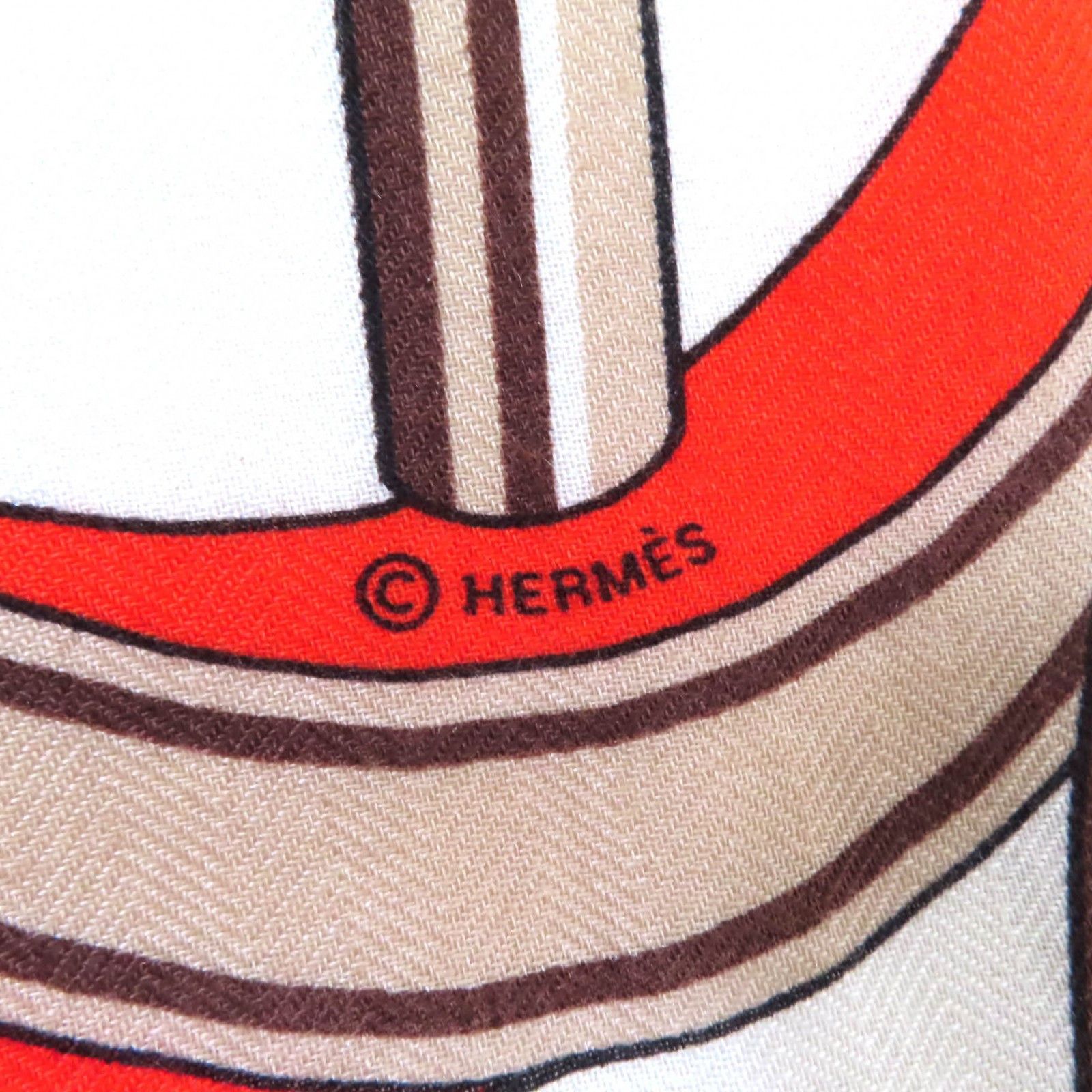 Hermes Hermes Hermes LES ROUES DE PHAETON Cashmere Scarf Natural Material Scarf DUTY FREE for USA Size ONE SIZE - 12 Thumbnail