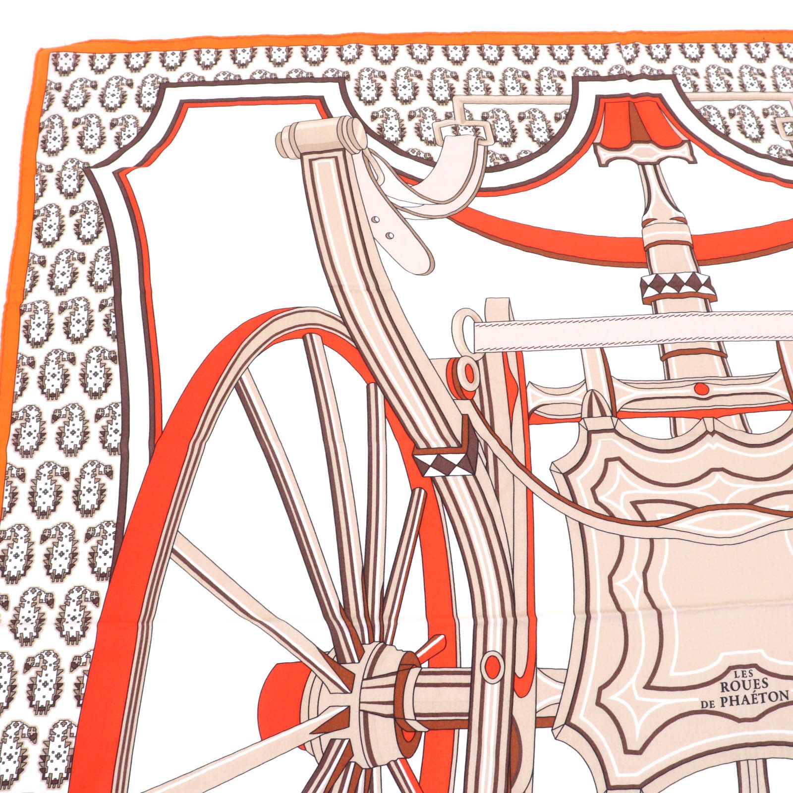 Hermes Hermes Hermes LES ROUES DE PHAETON Cashmere Scarf Natural Material Scarf DUTY FREE for USA Size ONE SIZE - 3 Thumbnail