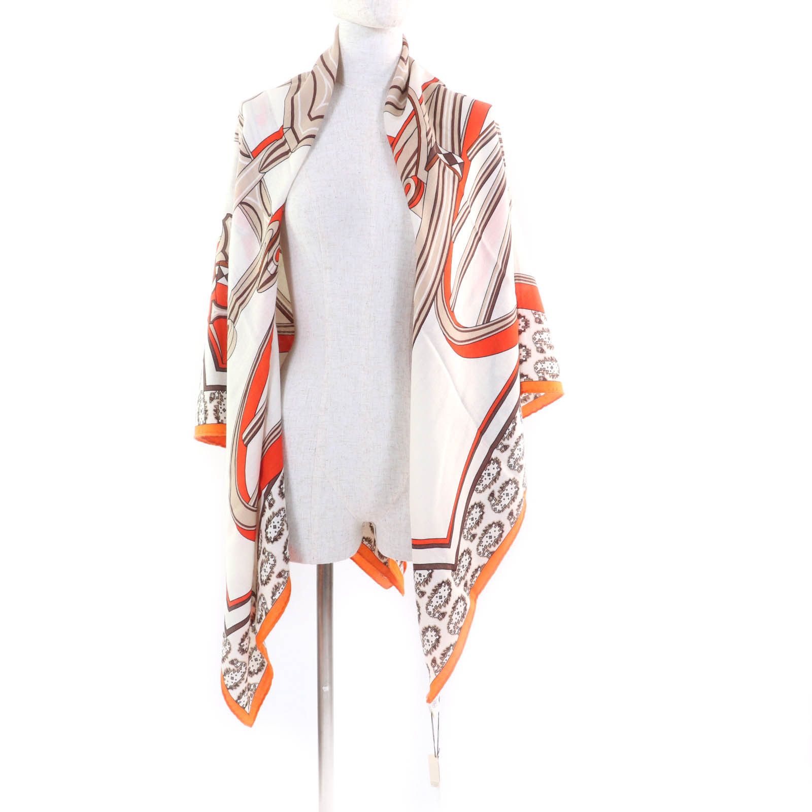 Hermes Hermes Hermes LES ROUES DE PHAETON Cashmere Scarf Natural Material Scarf DUTY FREE for USA Size ONE SIZE - 7 Thumbnail