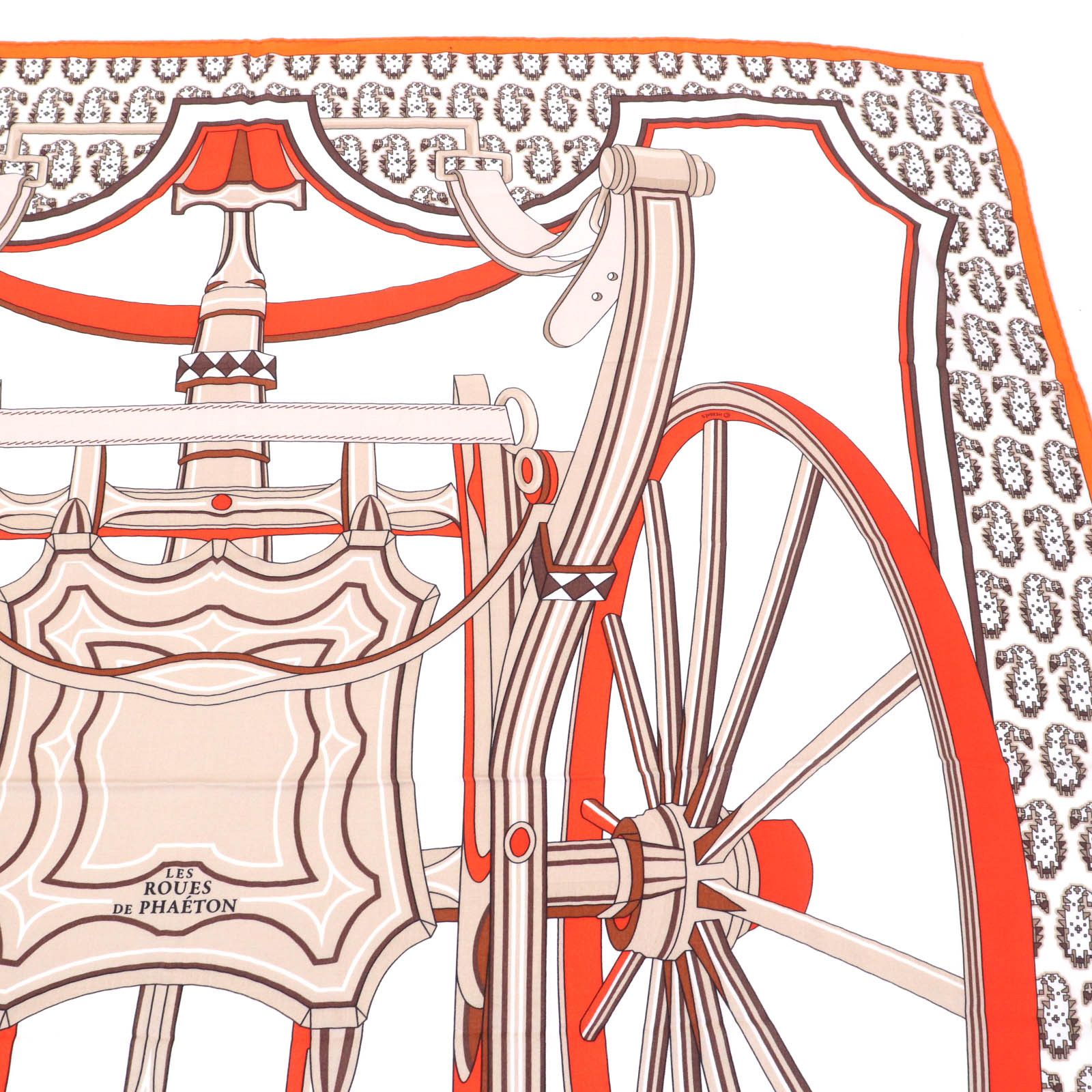 Hermes Hermes Hermes LES ROUES DE PHAETON Cashmere Scarf Natural Material Scarf DUTY FREE for USA Size ONE SIZE - 4 Thumbnail