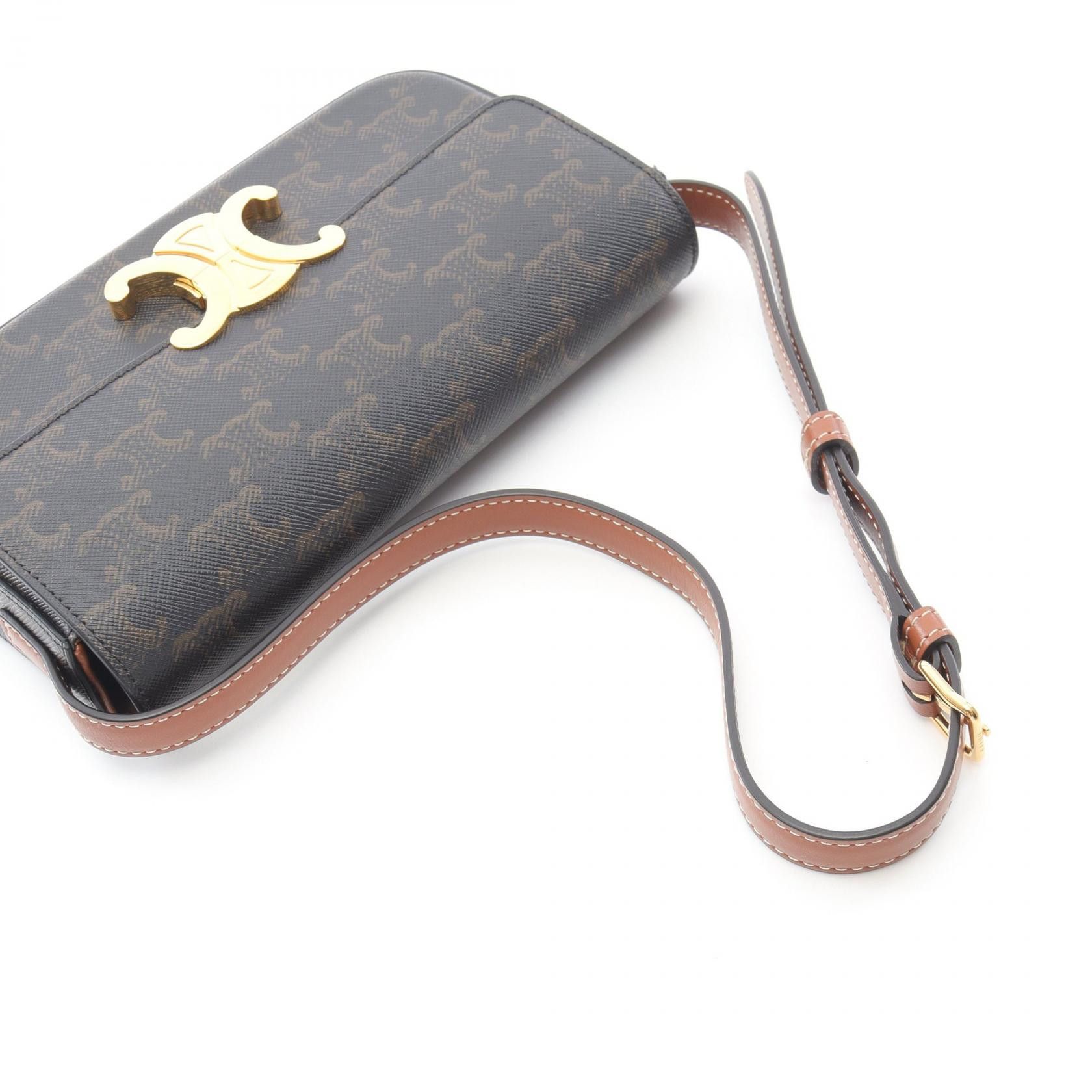 Celine Celine Celine Claude Triomphe PVC Coated Canvas Leather Shoulder Bag Canvas Shoulder Bag 194142 Size ONE SIZE - 6 Thumbnail