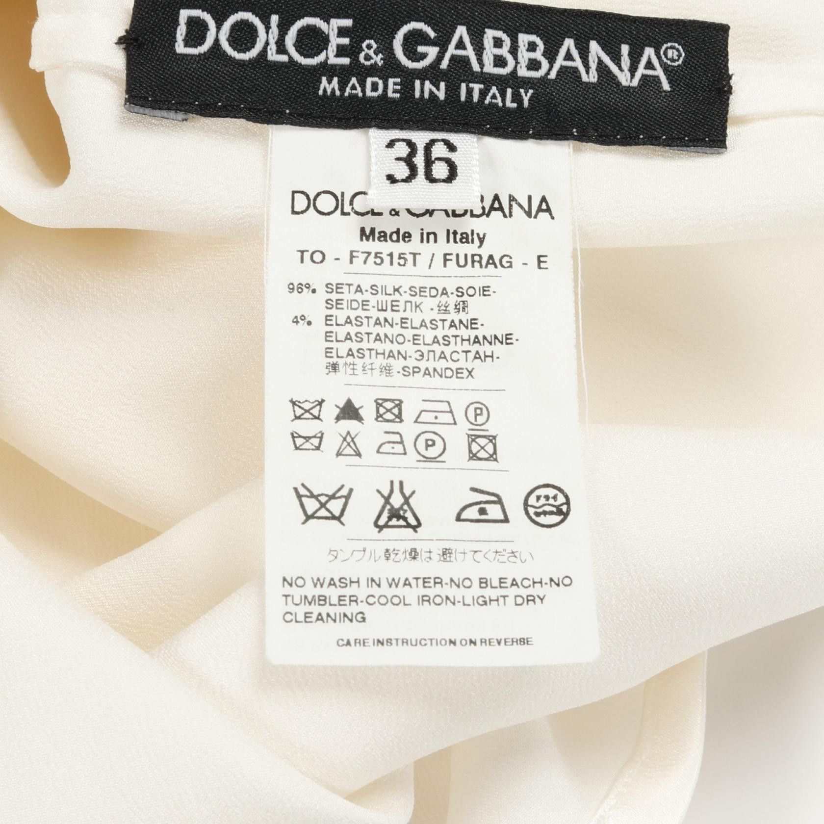 Dolce & Gabbana Dolce & Gabbana Dolce & Gabbana Flowe Ribbon Motif Silk Blouse Others Tops F7515T Size ONE SIZE - 4 Thumbnail