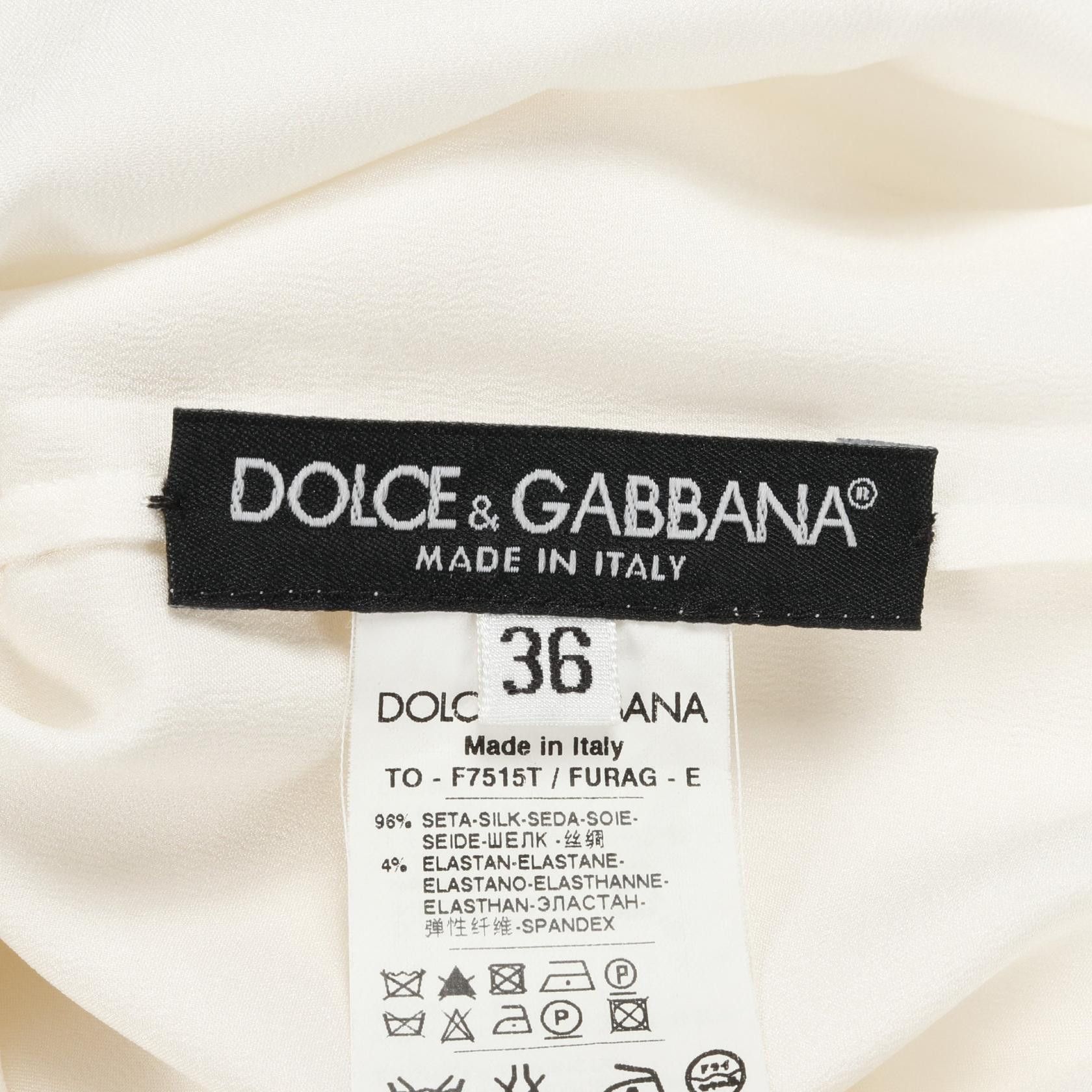 Dolce & Gabbana Dolce & Gabbana Dolce & Gabbana Flowe Ribbon Motif Silk Blouse Others Tops F7515T Size ONE SIZE - 3 Thumbnail