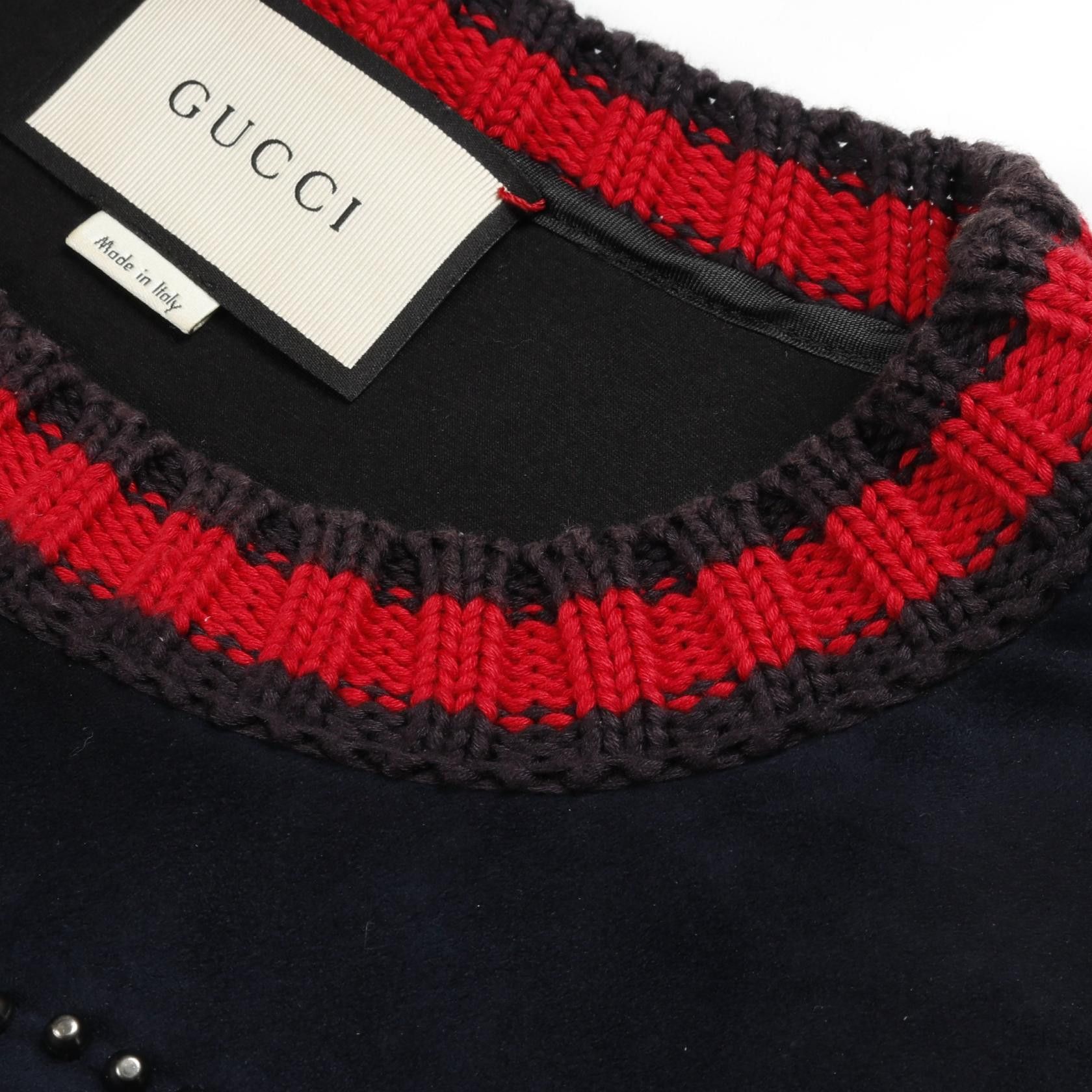 Gucci Gucci Gucci Web Stripe Cotton Suede Top Cotton Sweatshirts & Hoodies 440151 Size ONE SIZE - 5 Thumbnail