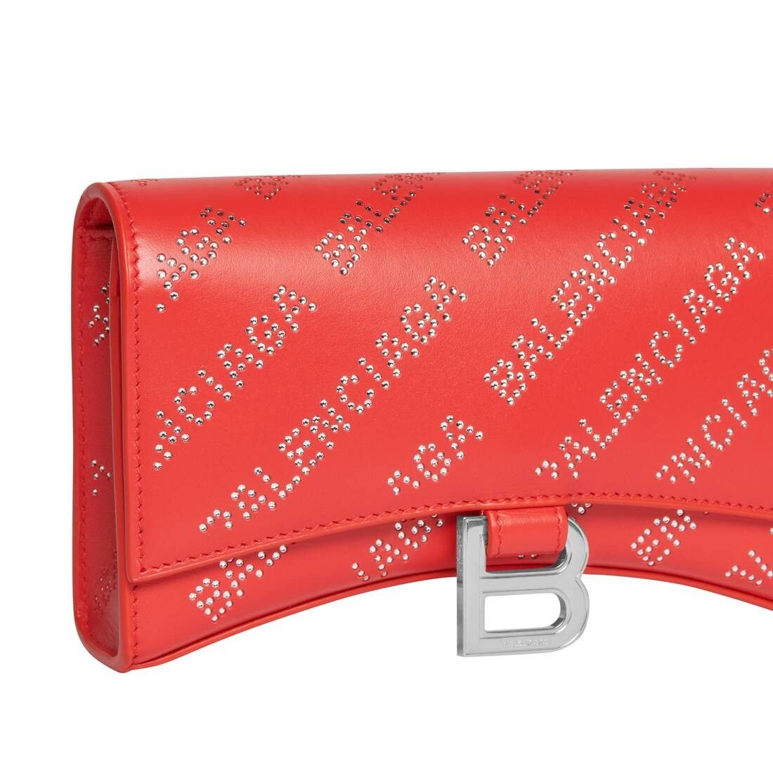 Balenciaga hourglass wallet on chain and rhinestones red Size ONE SIZE - 8 Thumbnail