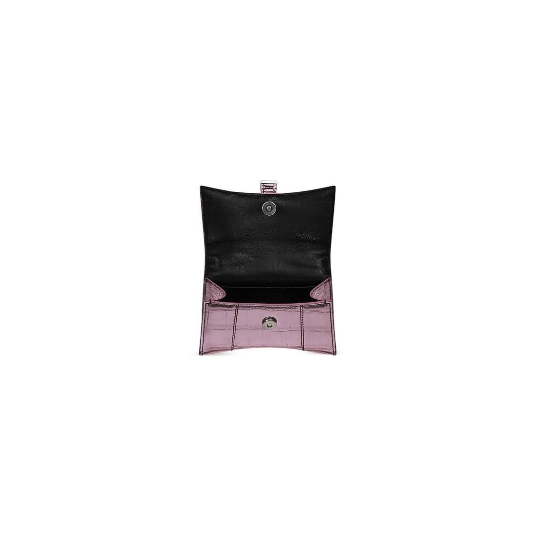 Balenciaga hourglass mini handbag with chain metallized crocodile embossed pink Size ONE SIZE - 5 Thumbnail