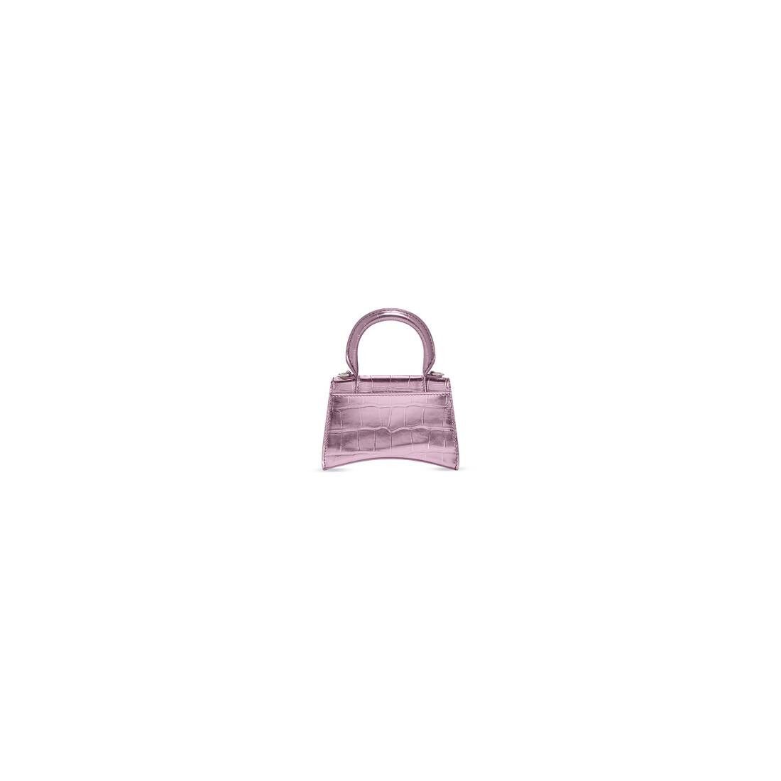 Balenciaga hourglass mini handbag with chain metallized crocodile embossed pink Size ONE SIZE - 4 Thumbnail