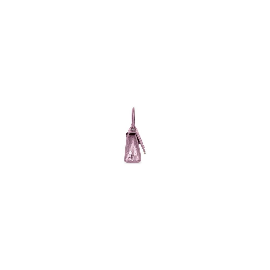 Balenciaga hourglass mini handbag with chain metallized crocodile embossed pink Size ONE SIZE - 3 Thumbnail