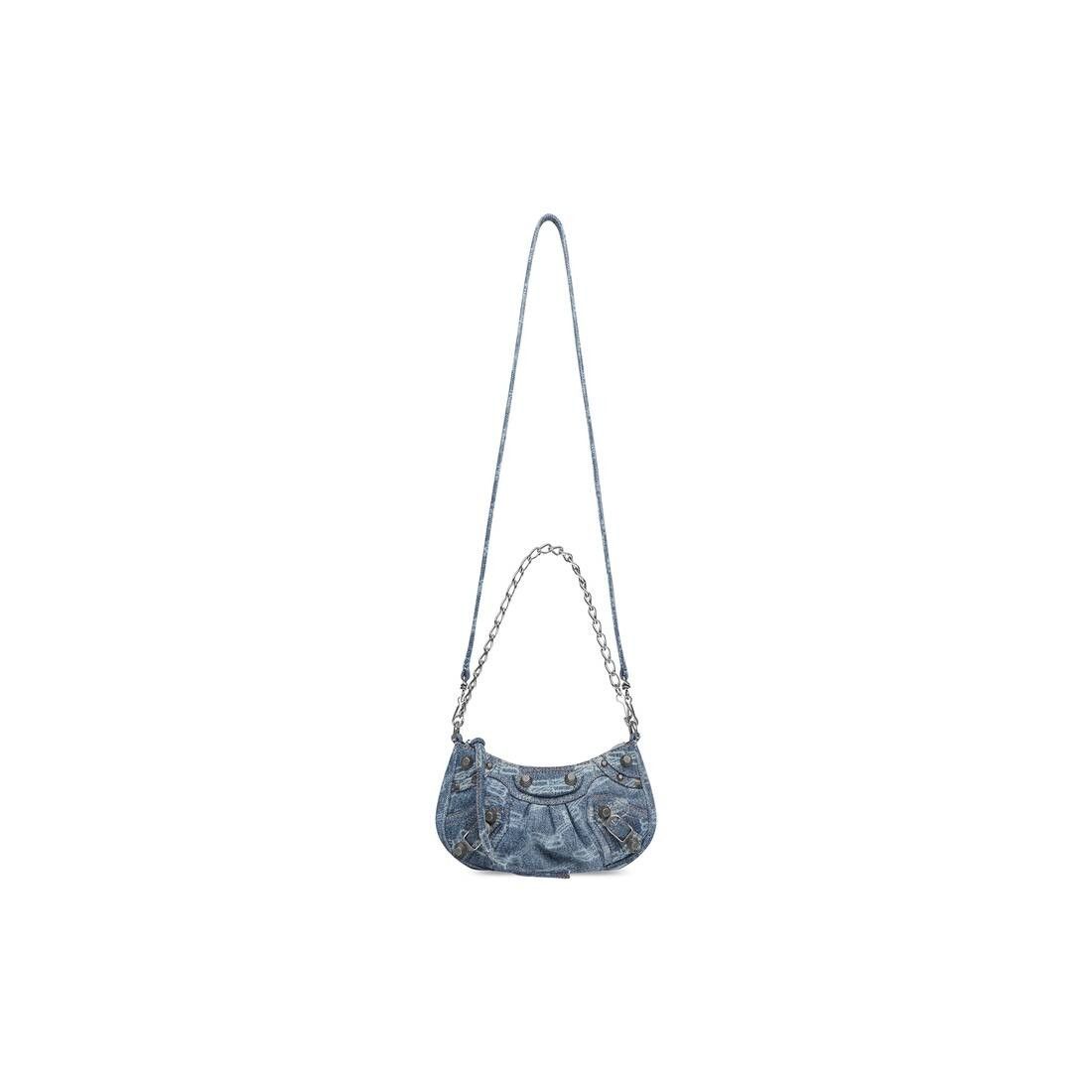 Balenciaga le cagole mini purse with chain bb monogram bleached denim blue Size ONE SIZE - 6 Thumbnail