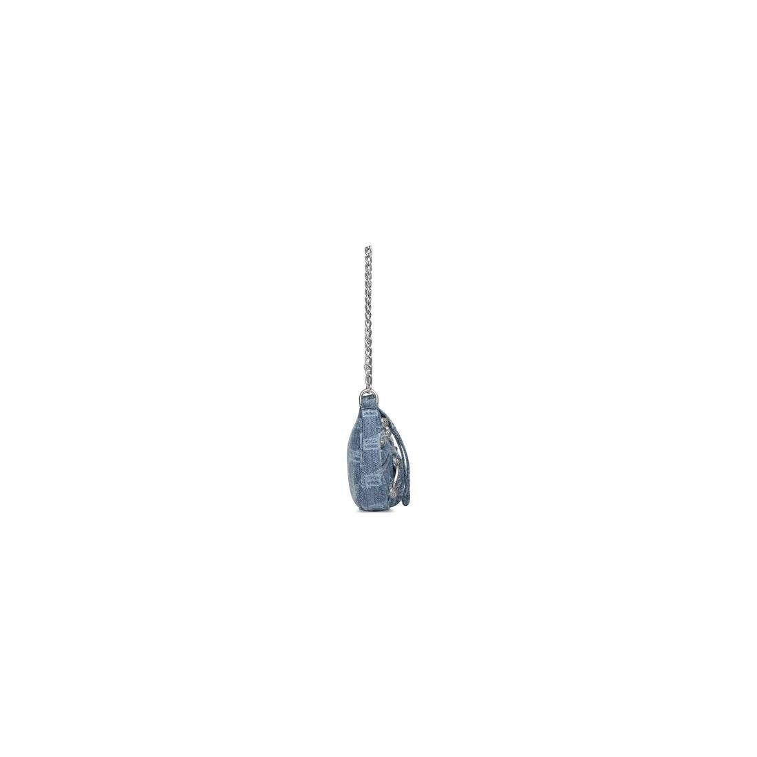 Balenciaga le cagole mini purse with chain bb monogram bleached denim blue Size ONE SIZE - 3 Thumbnail