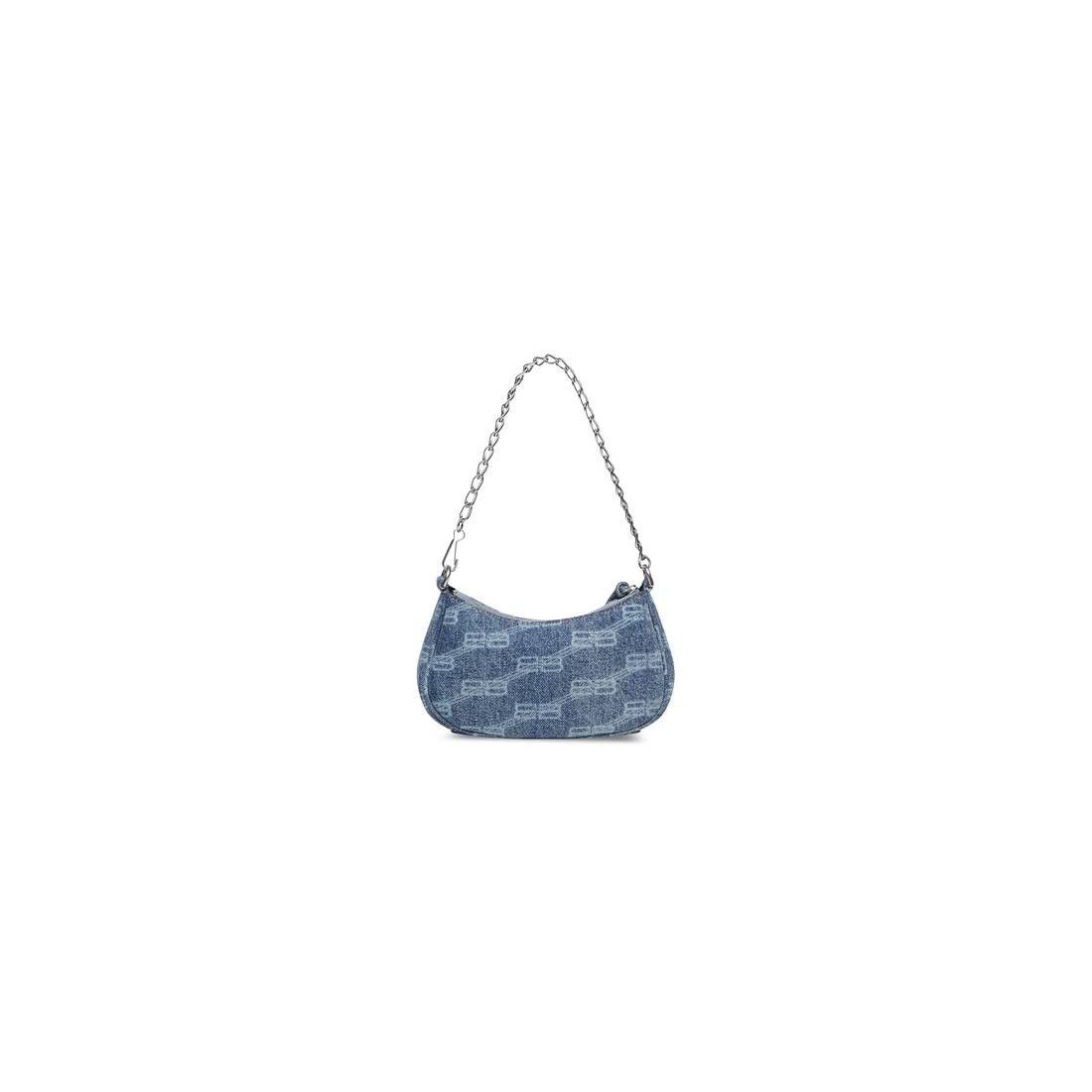 Balenciaga le cagole mini purse with chain bb monogram bleached denim blue Size ONE SIZE - 4 Thumbnail