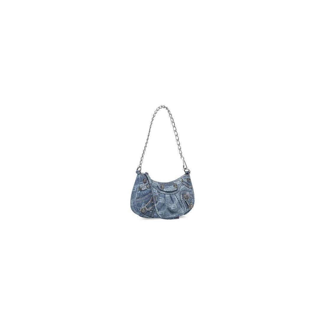 Balenciaga le cagole mini purse with chain bb monogram bleached denim blue Size ONE SIZE - 2 Thumbnail