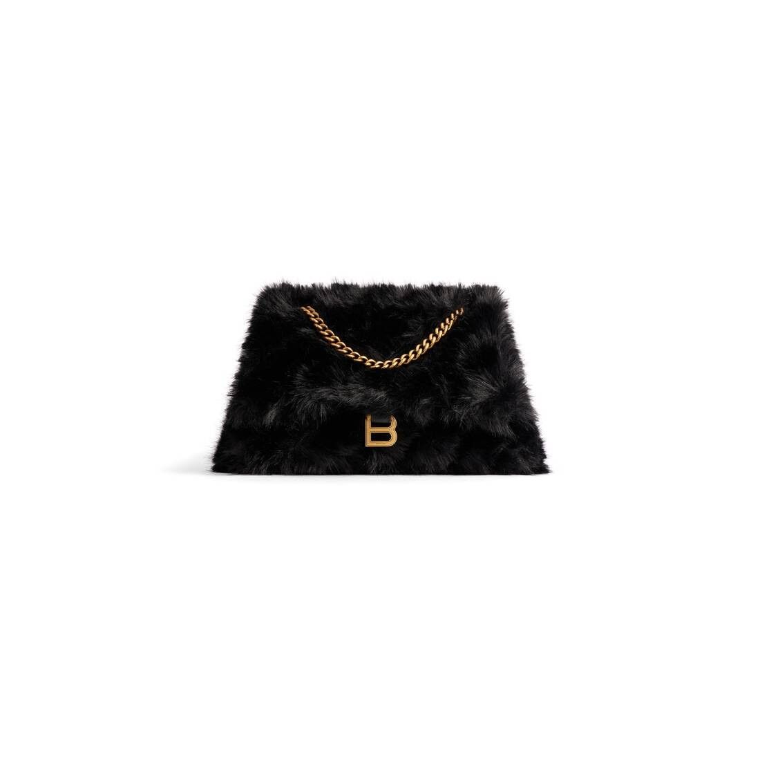Balenciaga crush medium chain bag fake fur black Size ONE SIZE - 5 Thumbnail