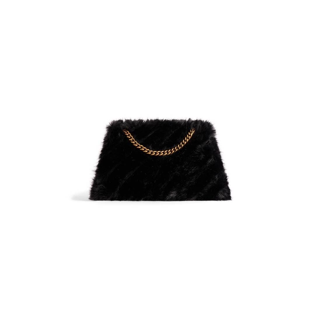 Balenciaga crush medium chain bag fake fur black Size ONE SIZE - 4 Thumbnail