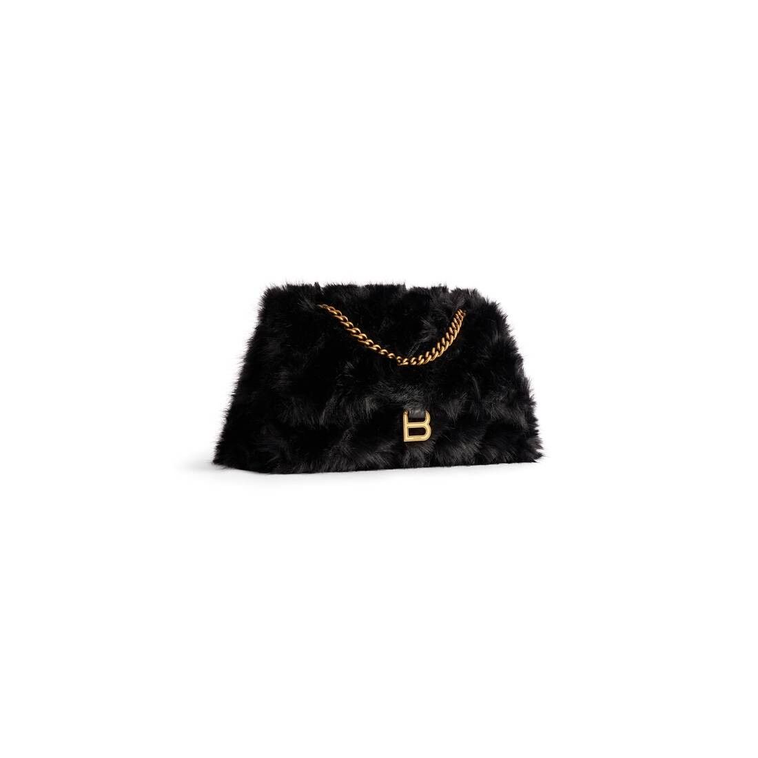 Balenciaga crush medium chain bag fake fur black Size ONE SIZE - 2 Thumbnail
