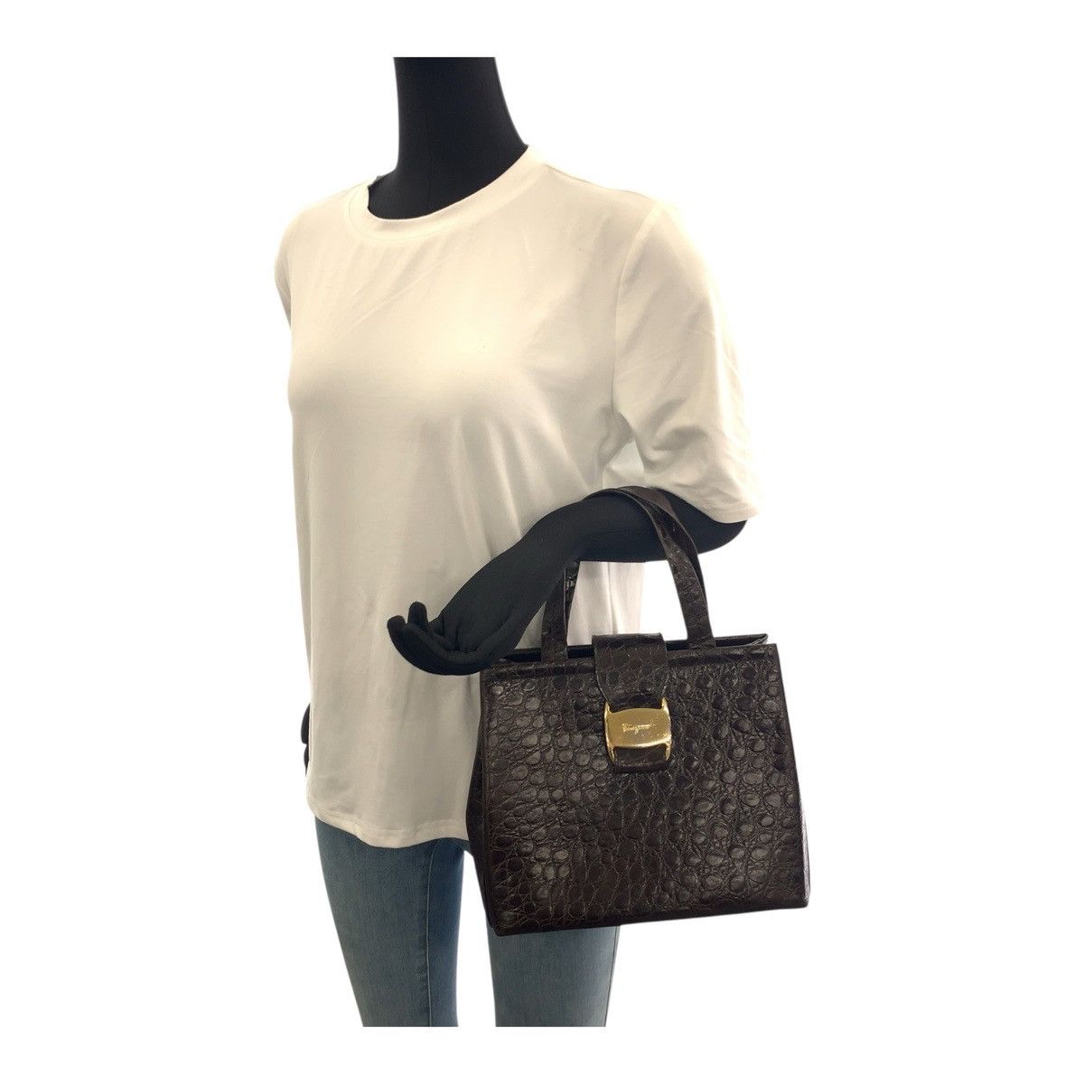Salvatore Ferragamo Salvatore Ferragamo Salvatore Ferragamo Embossed Leather Handbag Leather Tote Bag AQ-218252 DUTY FREE for USA Size ONE SIZE - 7 Thumbnail