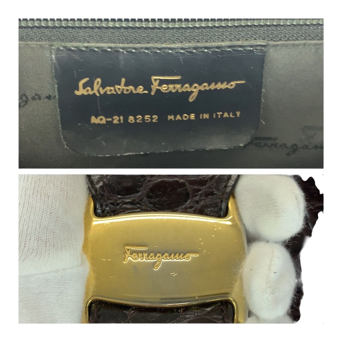 Salvatore Ferragamo Salvatore Ferragamo Salvatore Ferragamo Embossed Leather Handbag Leather Tote Bag AQ-218252 DUTY FREE for USA Size ONE SIZE - 4 Thumbnail