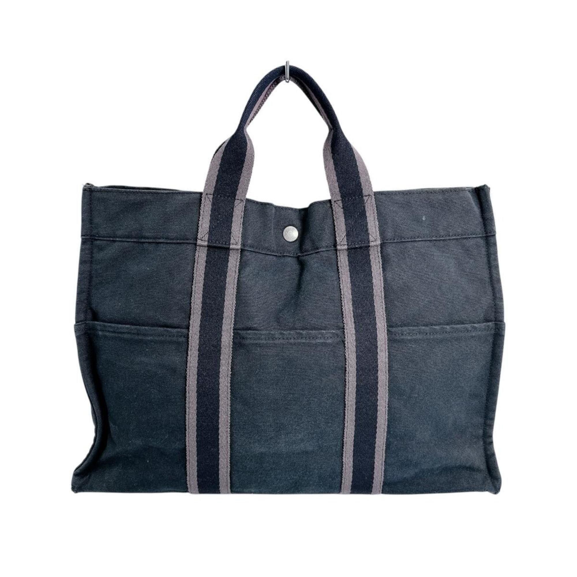 Hermes Hermès HERMES Tote Bag MM Air Line Canvas Black Size ONE SIZE - 2 Thumbnail