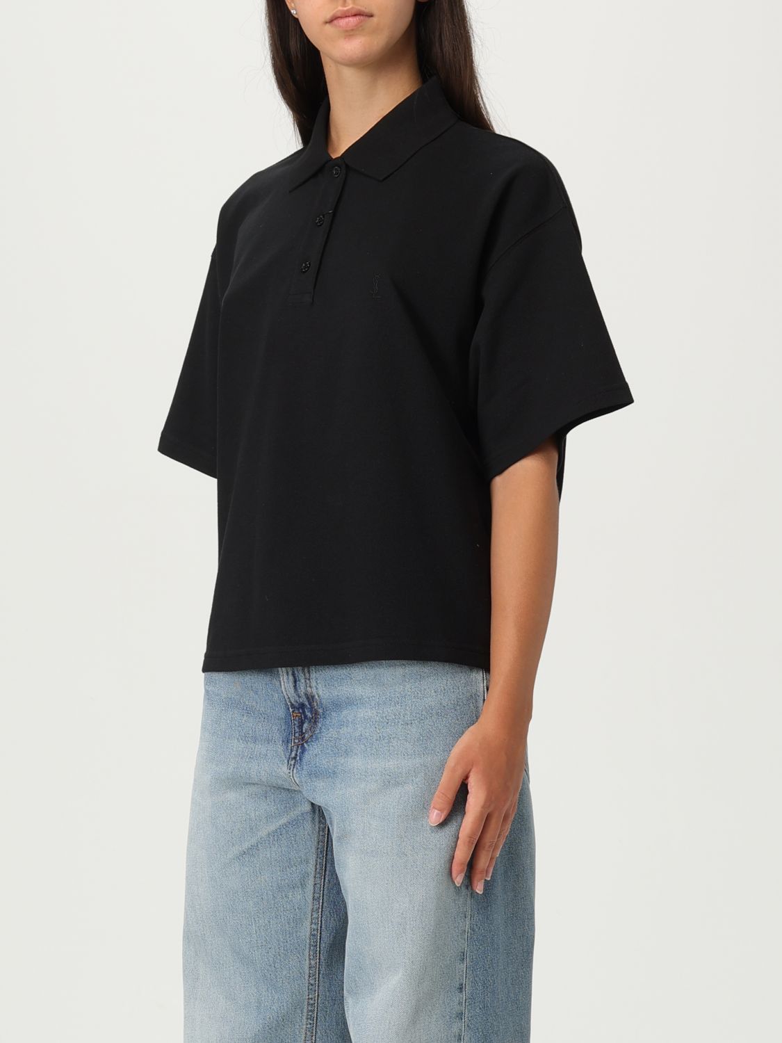 Saint Laurent Paris Saint Laurent Polo Shirt Woman Black Size M / US 6-8 / IT 42-44 - 4 Thumbnail