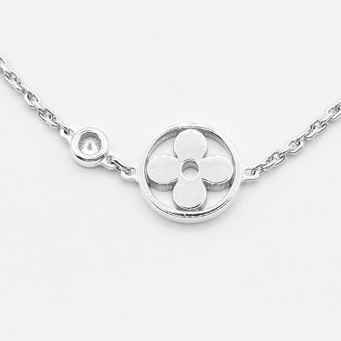 Louis Vuitton Louis Vuitton Louis Vuitton Q93279 Au750 Diamond Necklace Calfskin Necklace Q93279 Size ONE SIZE - 5 Thumbnail