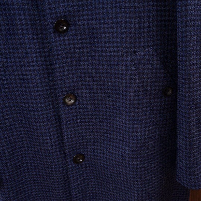 Loro Piana Loro Piana Blue Houndstooth Long Coat Size US M / EU 48-50 / 2 - 4 Thumbnail