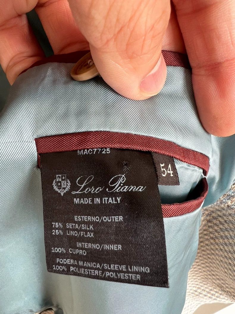 Loro Piana Loro Piana Blue Houndstooth Silk-Linen Blazer Size US XL / EU 56 / 4 - 5 Thumbnail