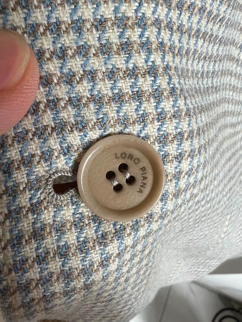 Loro Piana Loro Piana Blue Houndstooth Silk-Linen Blazer Size US XL / EU 56 / 4 - 3 Thumbnail