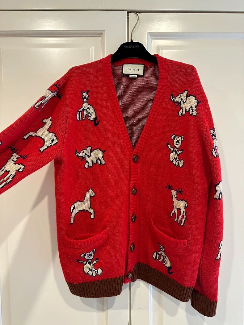Gucci Gucci Red Animal Print Cardigan - dmc Size US L / EU 52-54 / 3 - 2 Thumbnail