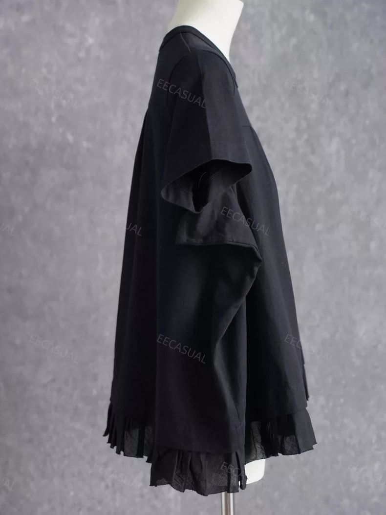 Comme des Garcons CDG Tricot Black Ruffled Hem Short Sleeve Top - dmc Size US M / EU 48-50 / 2 - 5 Thumbnail