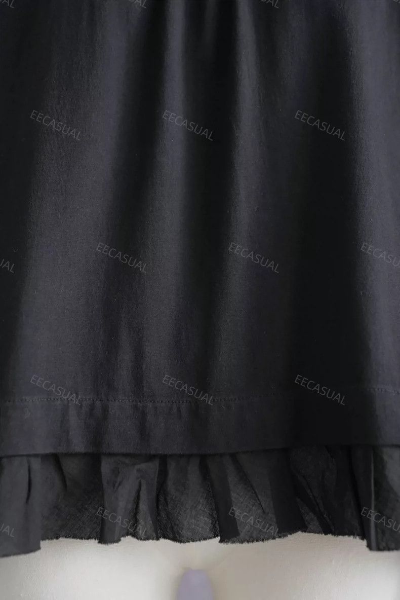 Comme des Garcons CDG Tricot Black Ruffled Hem Short Sleeve Top - dmc Size US M / EU 48-50 / 2 - 7 Thumbnail