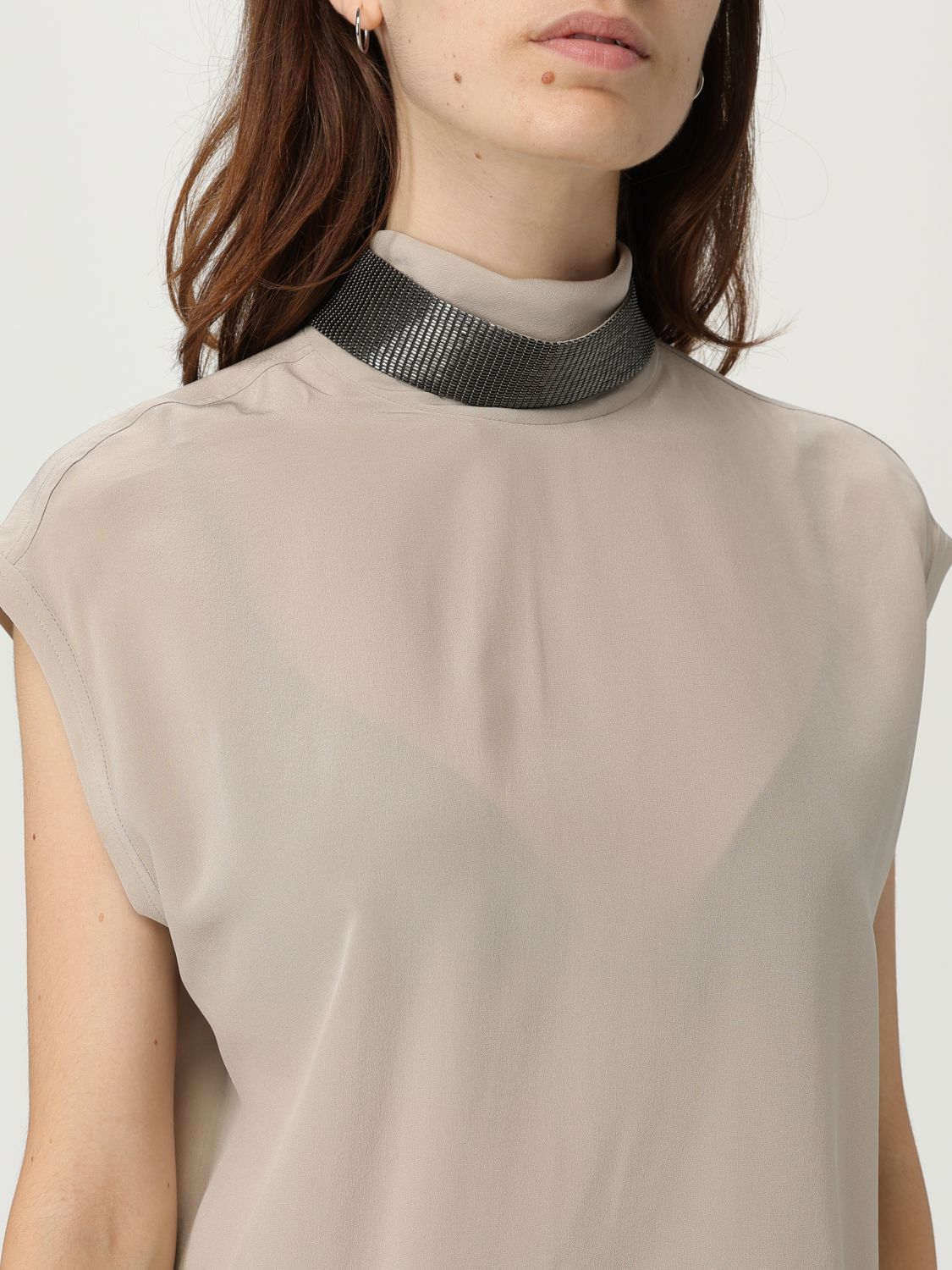 Brunello Cucinelli Brunello Cucinelli Shirt Woman Silver Size M / US 6-8 / IT 42-44 - 4 Thumbnail